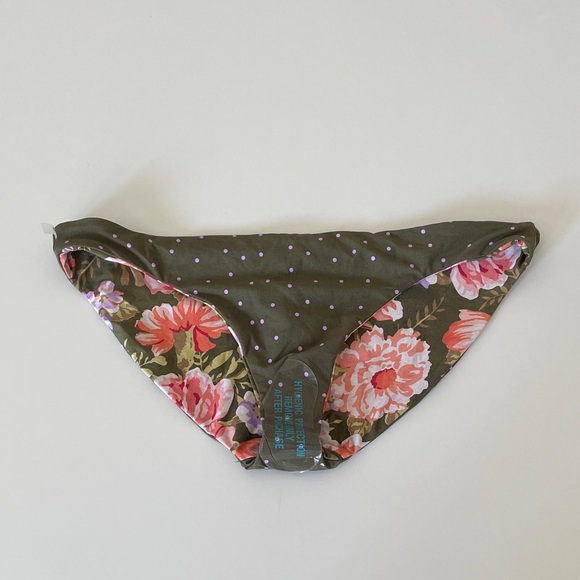 Seafolly Other - Seafolly Bikini Bottom Reversible Hipster Floral Swim Bottoms Cottage Green